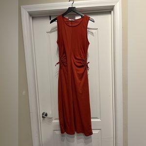 Mango Side Cutout Slit Gabi Rust Orange Dress